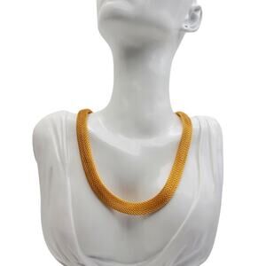Gold Tone Mesh Necklace Collar Statement Chunky Choker Chain Classic Vintage MCM